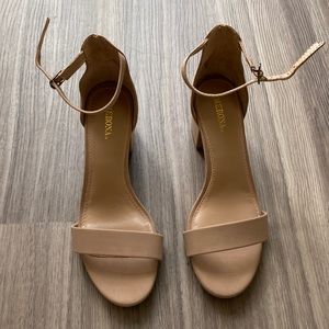 Nude block heels